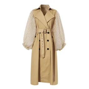 Women's Spring Coat With Mesh Long-Sleeve