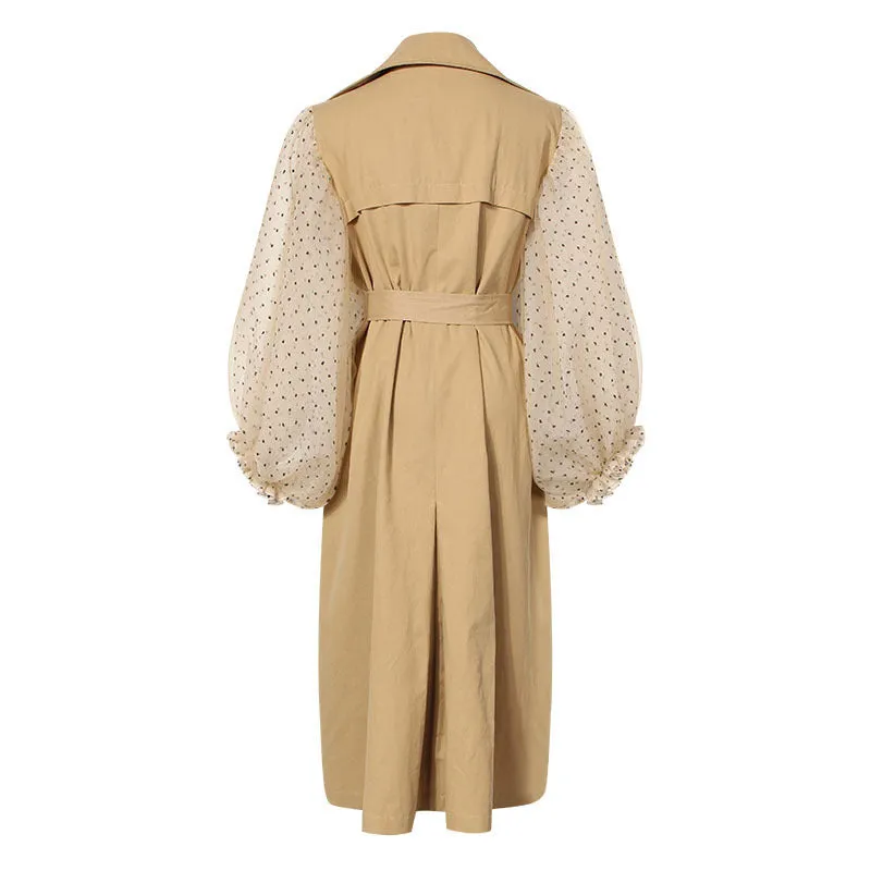 Women's Spring Coat With Mesh Long-Sleeve